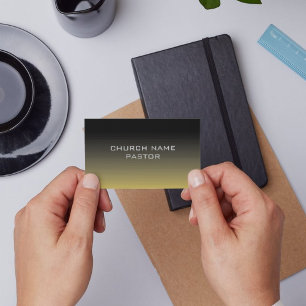 Carte De Visite Pasteur de l'Eglise Ombré d'or noir chrétien