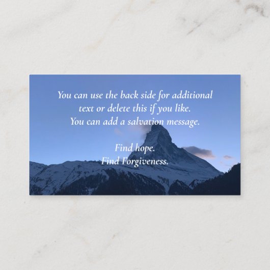 Carte De Visite Pasteur de l'Église religieuse chrétienne de Monta (Dos)