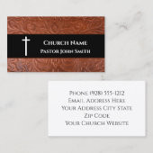 Carte De Visite Pasteur de l'église Russe Cuir noir chrétien (Devant / Derrière)