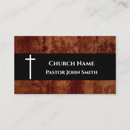 Carte De Visite Pasteur de l'église RUSTIC Leather Christian (Devant)