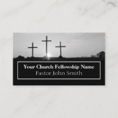 Carte De Visite Pasteur de l'église Sunrise Monochrome Trois Croix (Devant)