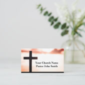 Carte De Visite Pasteur de l'église Sunrise White Black Cross (Debout devant)