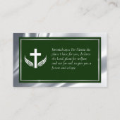 Carte De Visite Pasteur de l'église verte d'argent (Dos)