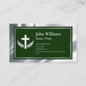 Carte De Visite Pasteur de l'église verte d'argent (Devant)