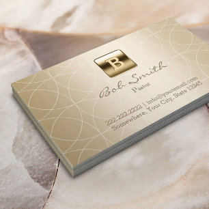 Carte De Visite Pasteur de motifs de Geo de monogramme d'or