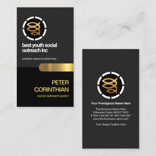 Carte De Visite Pasteur de Retro Layers, poisson chrétien religieu (Devant / Derrière)