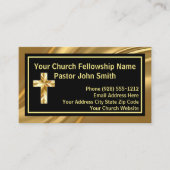 Carte De Visite Pasteur Eglise Elegant Or Et Noir (Devant)