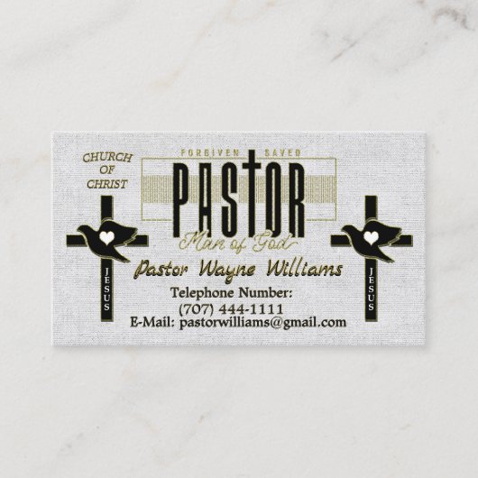Carte De Visite Pasteur/Église Personnalisé (Devant)