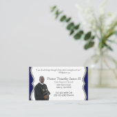 Carte De Visite Pasteur ou diacre bleu et blanc (Debout devant)