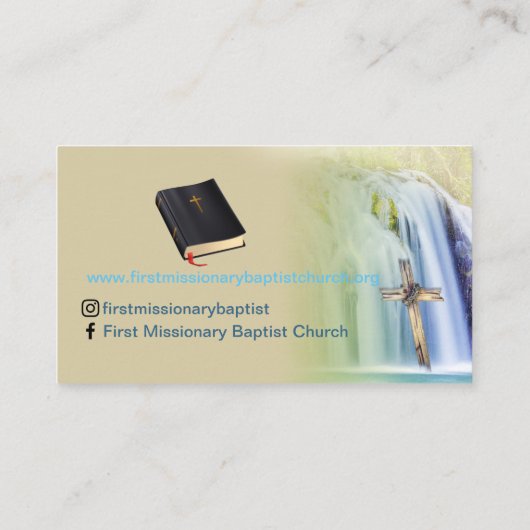 Carte De Visite Pasteur ou diacre Croix cascade Eglise C (Dos)