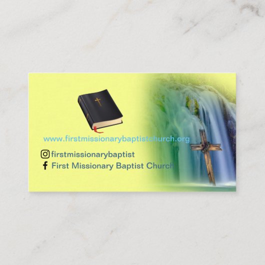 Carte De Visite Pasteur ou diacre Croix cascade Eglise C (Dos)