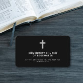 Carte De Visite Pastor Church Moderne Minimal Religieux Croix Noir