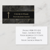Carte De Visite Pastor de l'église Gold et Marbre noir Christian (Devant / Derrière)