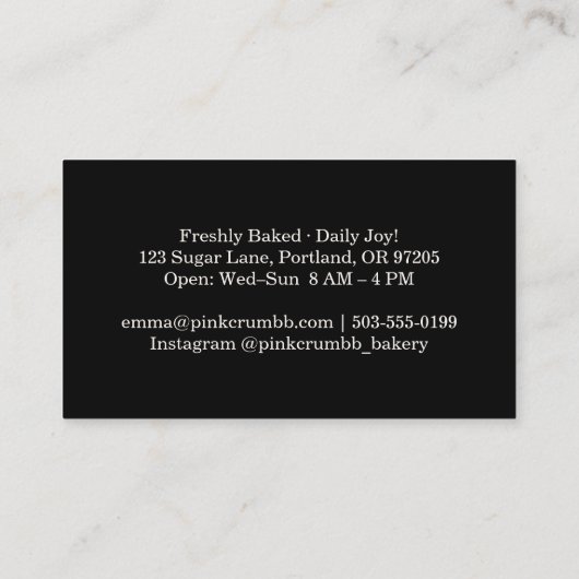 Carte De Visite Pastry Chef Bakery Icebox Cookie Modern (Dos)