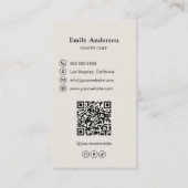 Carte De Visite Pastry Chef Bakery Photo QR Code  (Dos)