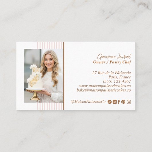 Carte De Visite Pastry Chef Baking & Cooking Utensils Bakery Baker (Dos)