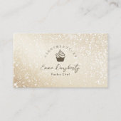 Carte De Visite Pastry Chef Gold Glitter Minimalist Cupcake Logo (Devant)