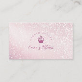 Carte De Visite Pastry Shop Loyalty Card Pink Glitter Cupcake Logo (Devant)