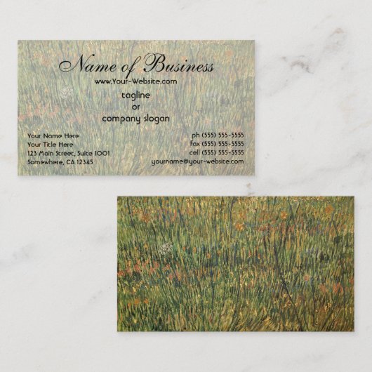 Carte De Visite Pasture en fleurs par Vincent van Gogh (Devant / Derrière)