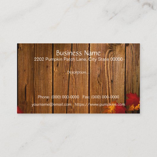 Carte De Visite Patch citrouille rustique (Dos)
