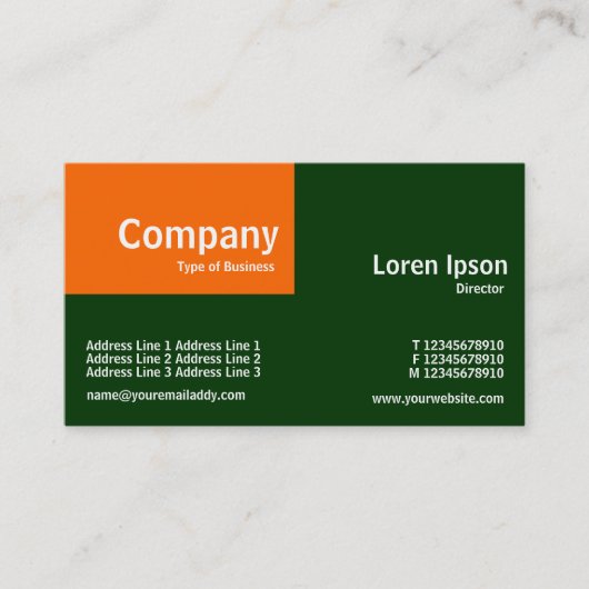 Carte De Visite Patch trimestriel - Orange et Vert foncé (003300) (Devant)
