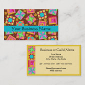 Carte De Visite Patchwork Quilt Block Art Brown (Devant / Derrière)