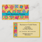Carte De Visite Patchwork Quilt Block Art Jaune (Devant / Derrière)