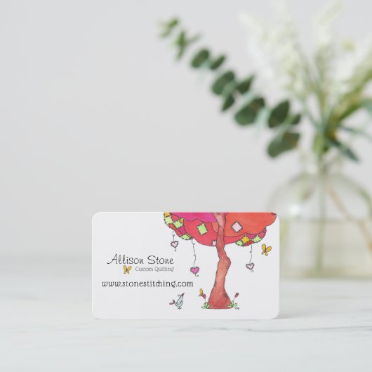 Carte De Visite Patchwork Tree Professional Quilting (Debout devant)