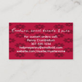 Carte De Visite Pâte à rouleaux pâtisserie boulangerie boulangerie (Dos)