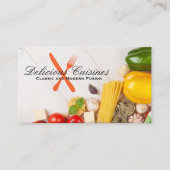 Carte De Visite Pâtes et légumes sur table (Devant)