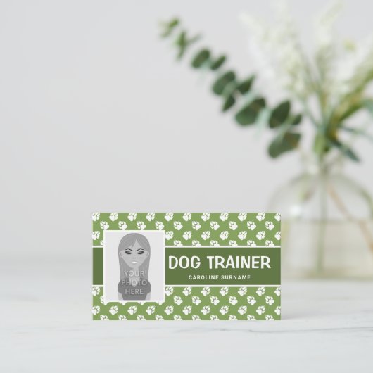 Carte De Visite Pâtes et Modèles photo verts et blancs - Entraîneu (Debout devant)