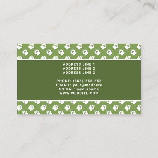 Carte De Visite Pâtes et Modèles photo verts et blancs - Entraîneu (Dos)