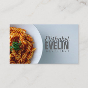 Carte De Visite Pâtes Fusilli à la Sauce Rouge Minimaliste 542