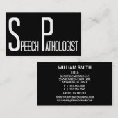 Carte De Visite Pathologiste de la parole Noir et blanc (Devant / Derrière)