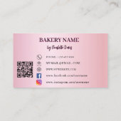 Carte De Visite Pâtisserie à gâteau rose code QR (Dos)