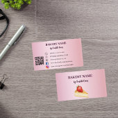 Carte De Visite Pâtisserie à gâteau rose code QR