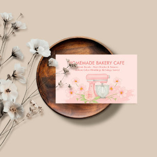 Carte De Visite Pâtisserie aquarelle bicolore rose clair