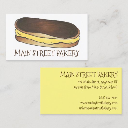 Carte De Visite Pâtisserie Au Chocolat Eclair Cuite Au Four Par Le (Devant / Derrière)