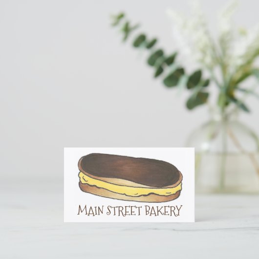 Carte De Visite Pâtisserie Au Chocolat Eclair Cuite Au Four Par Le (Debout devant)