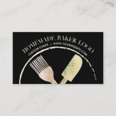 Carte De Visite Pâtisserie Black Modern boulangerie (Devant)