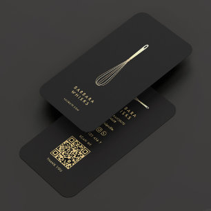 Carte De Visite Pâtisserie boulangère moderne Elégant Black Gold W