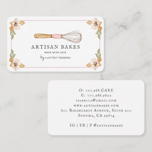 Carte De Visite Pâtisserie Boulangerie Aquarelle Ustensiles de Cui