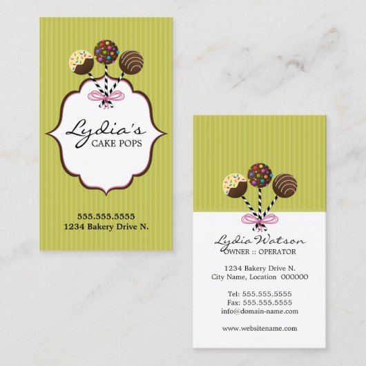 Carte De Visite Pâtisserie Cake Pops (Devant / Derrière)