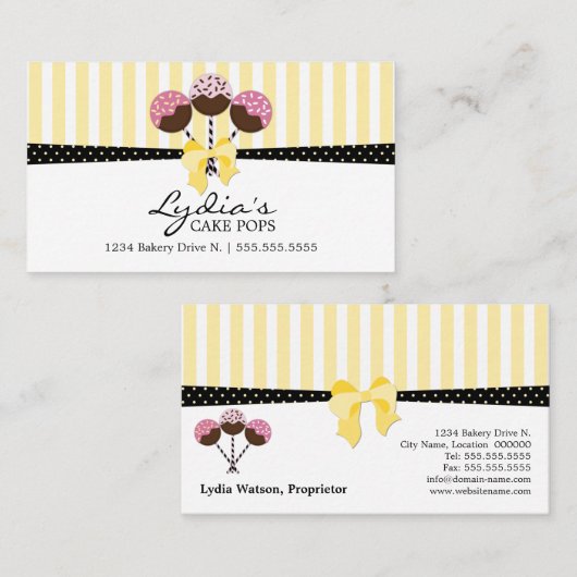 Carte De Visite Pâtisserie Cake Pops (Devant / Derrière)