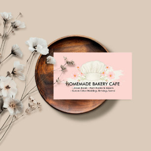 Carte De Visite Pâtisserie Chef Boulangerie Rose aquarelle