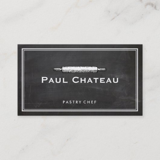 Carte De Visite Pâtisserie Chef Rolling Pin Baker Logo (Devant)