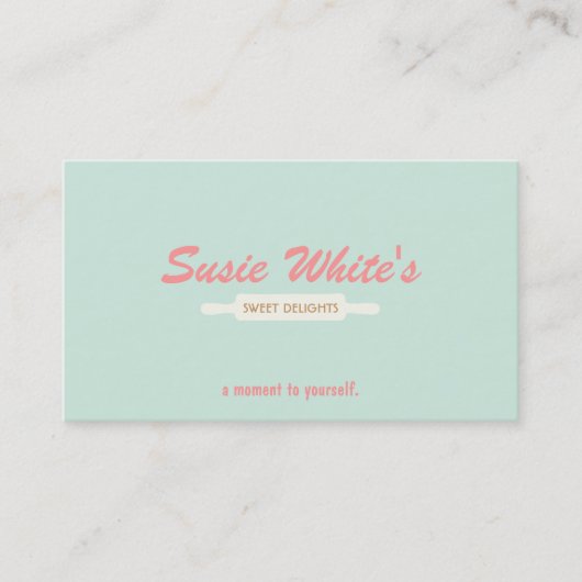 Carte De Visite Pâtisserie Chef Rolling Pin Cute Retro Bakers No 3 (Devant)