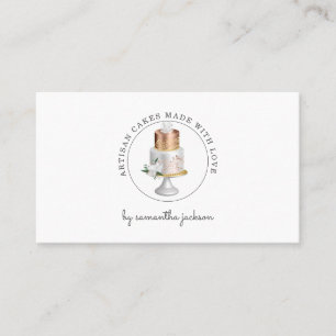 Carte De Visite Pâtisserie Chef Rose Gold White Cake
