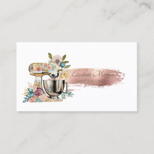 Carte De Visite Pâtisserie coup de pinceau mélangeur floral