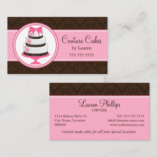 Carte De Visite Pâtisserie Couture Cake (Devant / Derrière)